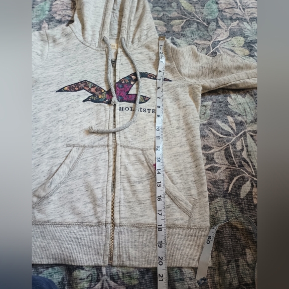 Hollister Women's Y2K Zip Hoodie XS Embroidered Patchwork Logo Preppy Boho - Picture 10 of 10